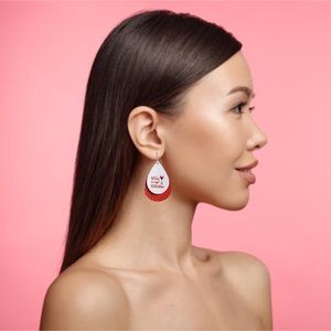 3/$15 Wine Is My Valentine Faux Leather Earrings